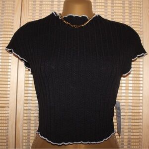 Black ribbed top